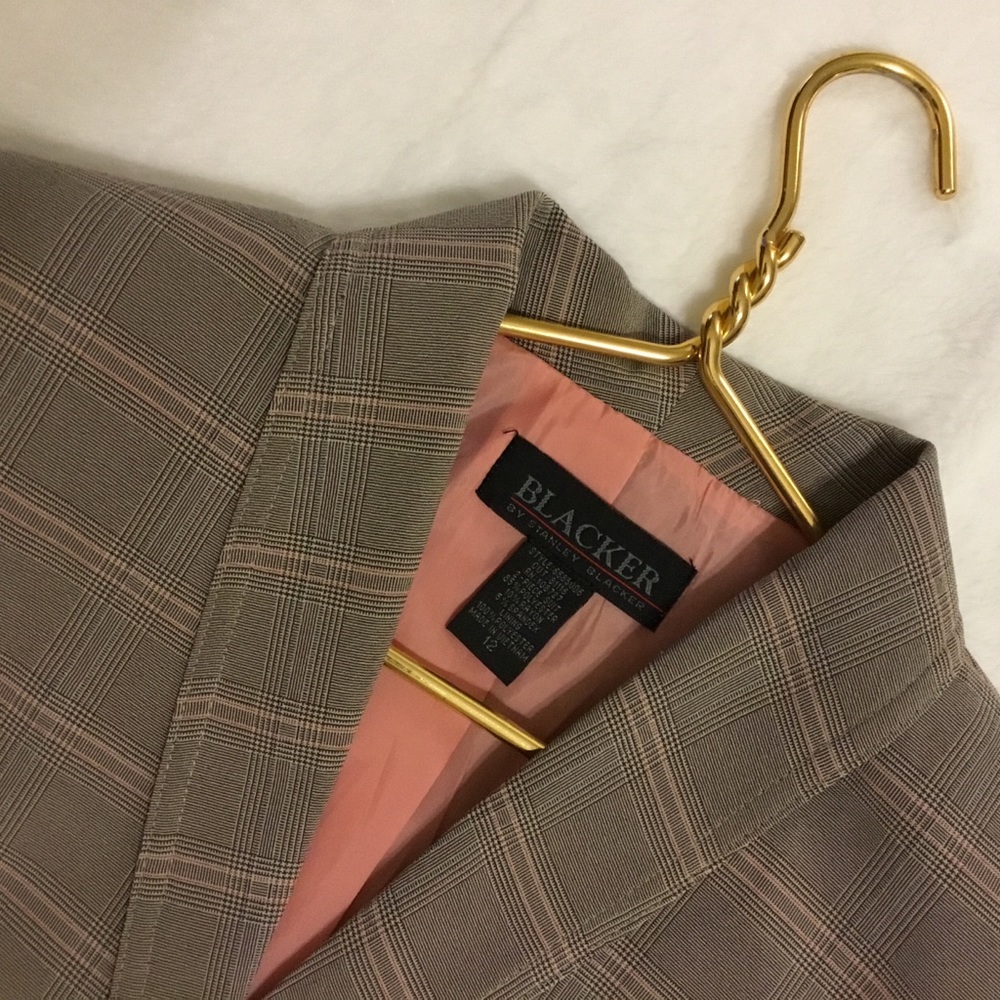 Stanley Blacker Blazer Jacket Pink and Tan Plaid